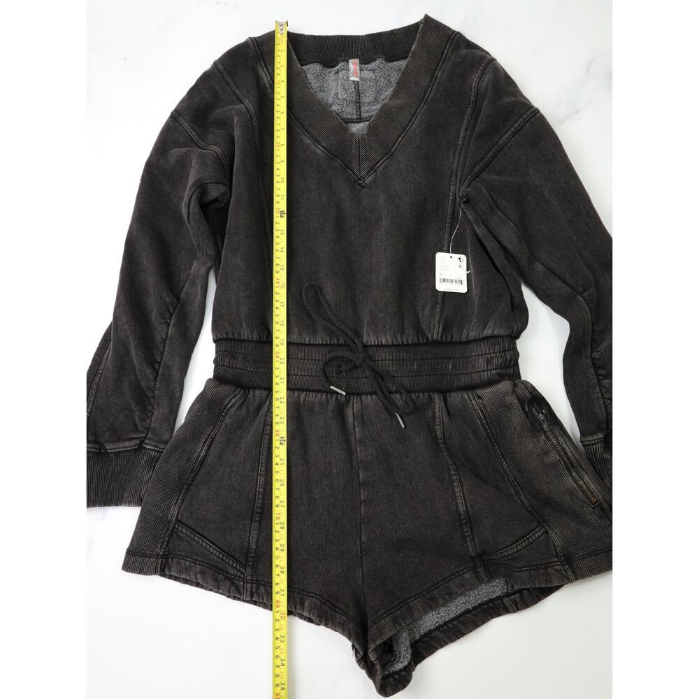 Free People Movement Intercept V-Neck Romper NWT Washed Black Sz M Athleisure - Picture 14 of 16